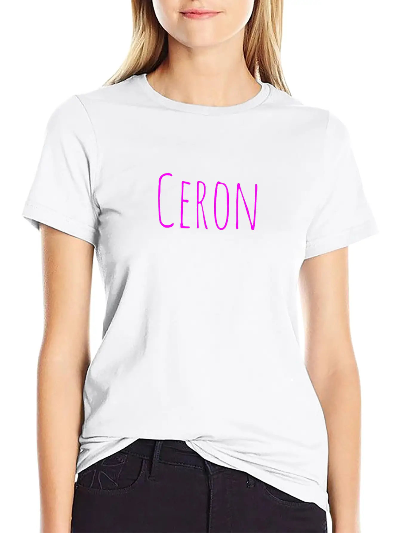 Ceron Hot Pink Lettering Classic Cotton Tee – Unisex Comfort For Any Season