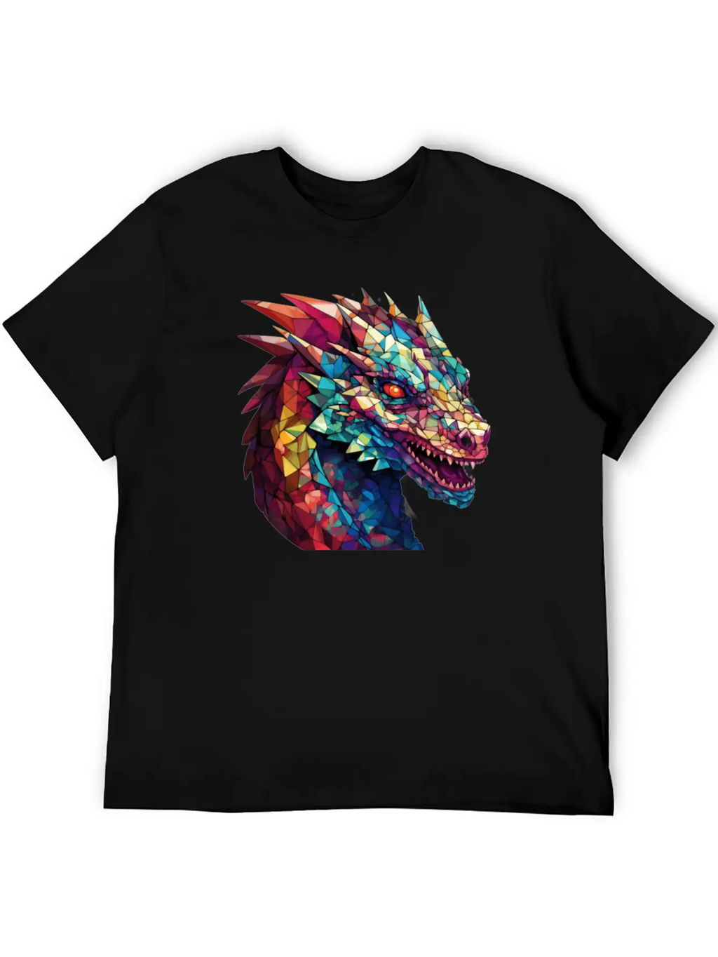 Cerulean Coil: The Stained Glass Dragon Classic Cotton Tee – Unisex Comfort For Any Season