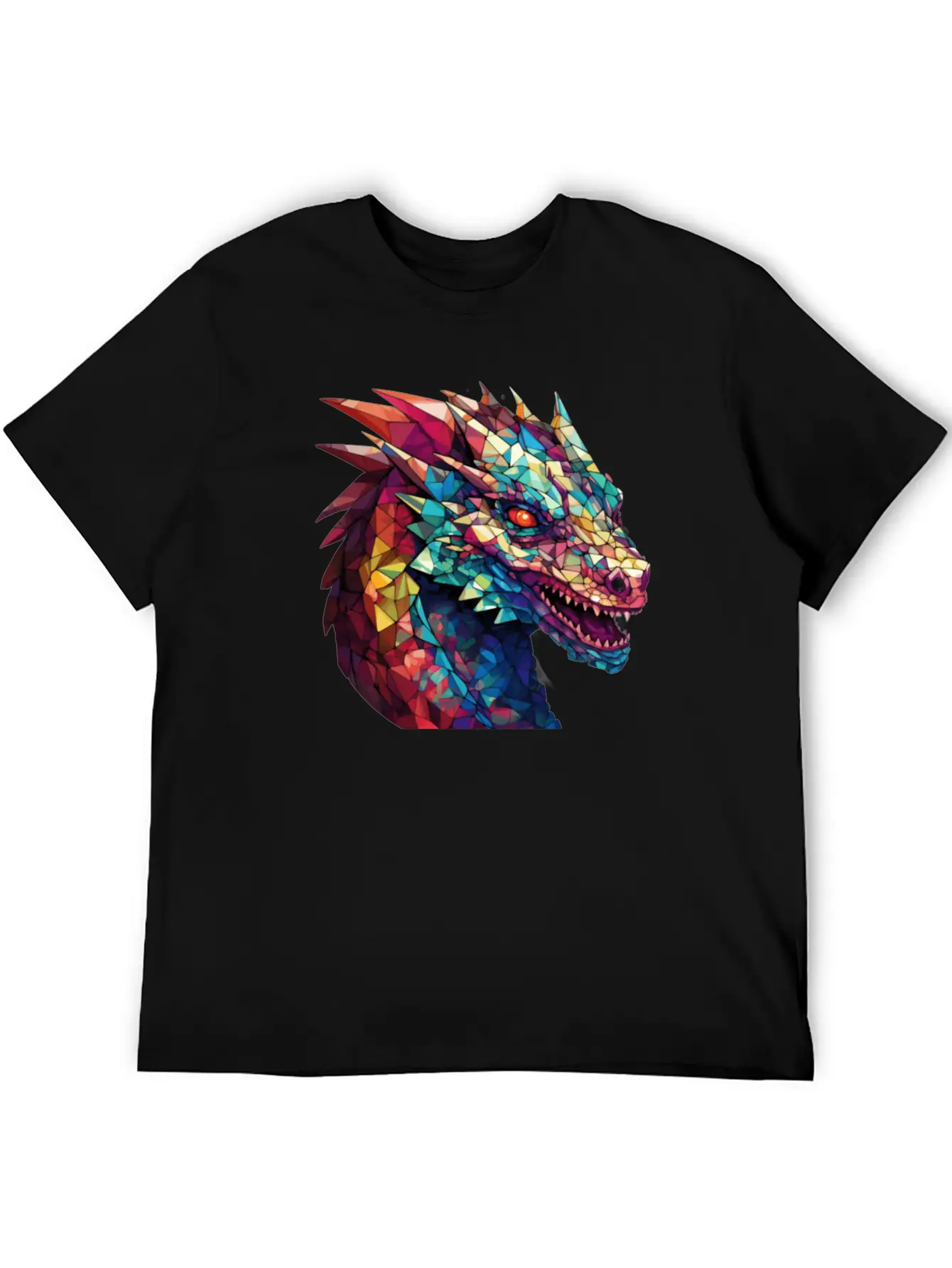 Cerulean Coil: The Stained Glass Dragon Classic Cotton Tee – Unisex Comfort For Any Season