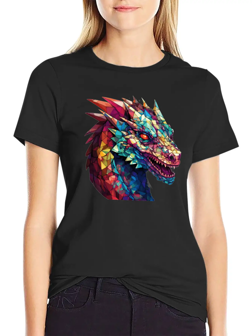 Cerulean Coil: The Stained Glass Dragon Classic Cotton Tee – Unisex Comfort For Any Season