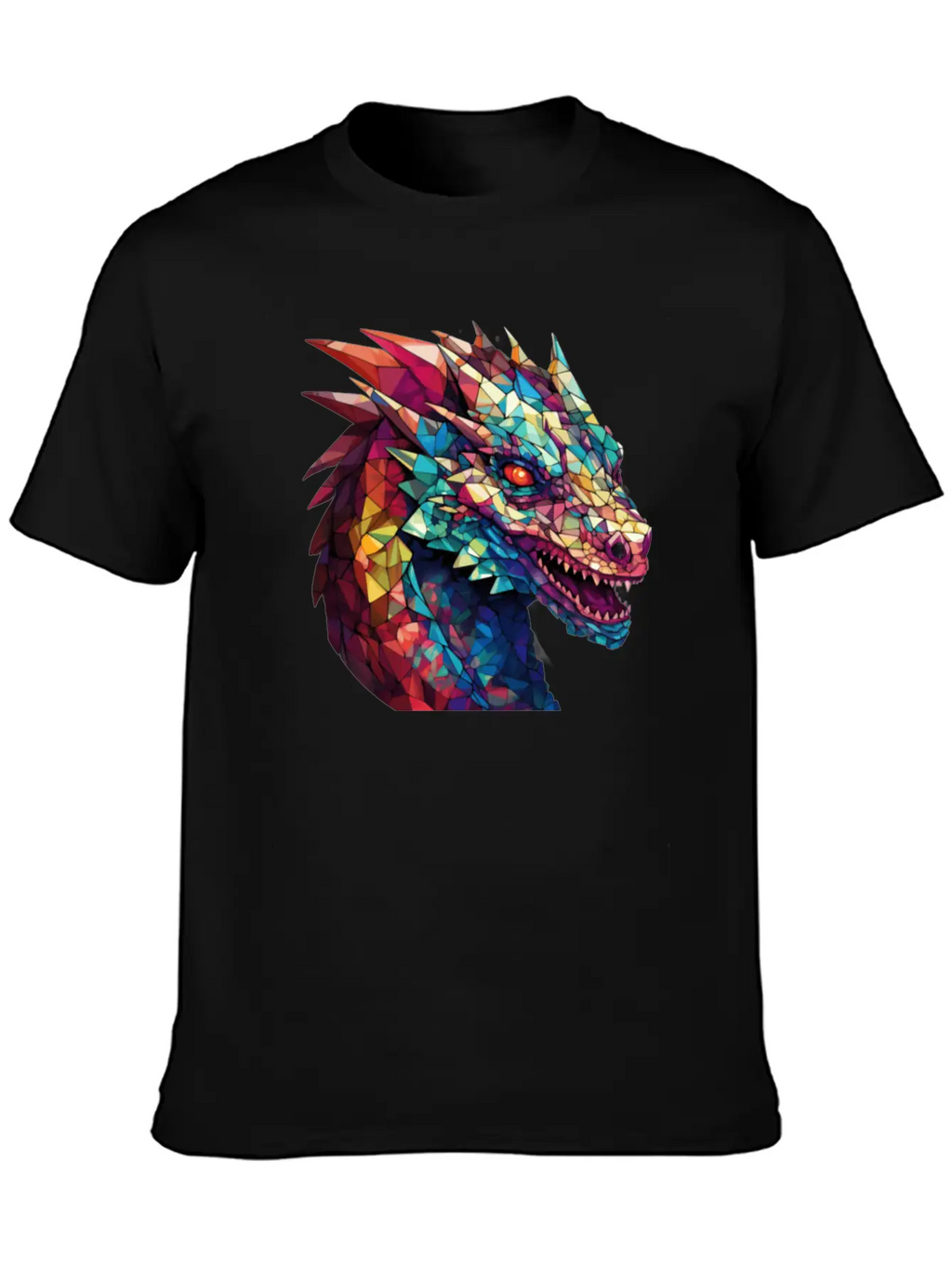 Cerulean Coil: The Stained Glass Dragon Classic Cotton Tee – Unisex Comfort For Any Season