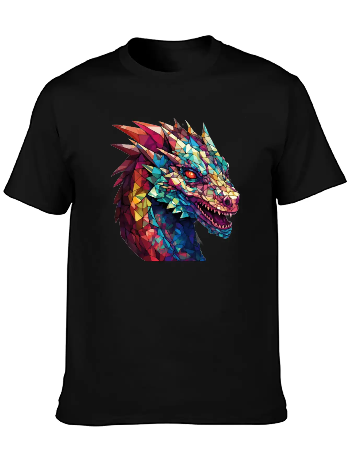 Cerulean Coil: The Stained Glass Dragon Classic Cotton Tee – Unisex Comfort For Any Season