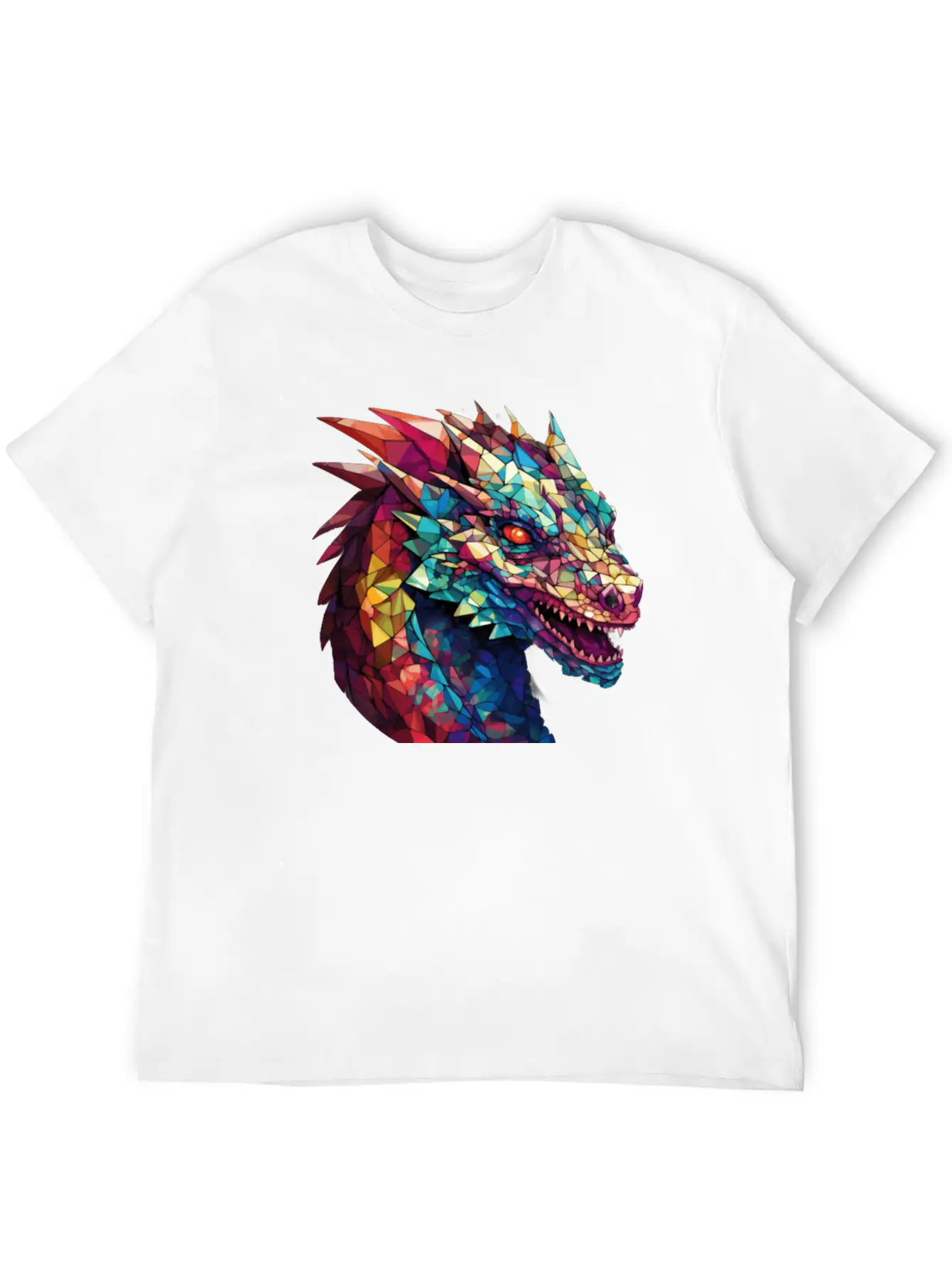 Cerulean Coil: The Stained Glass Dragon Classic Cotton Tee – Unisex Comfort For Any Season