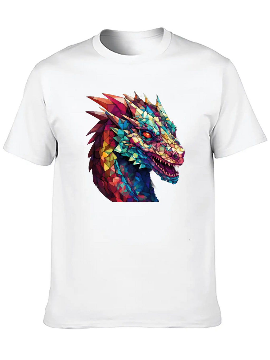 Cerulean Coil: The Stained Glass Dragon Classic Cotton Tee – Unisex Comfort For Any Season