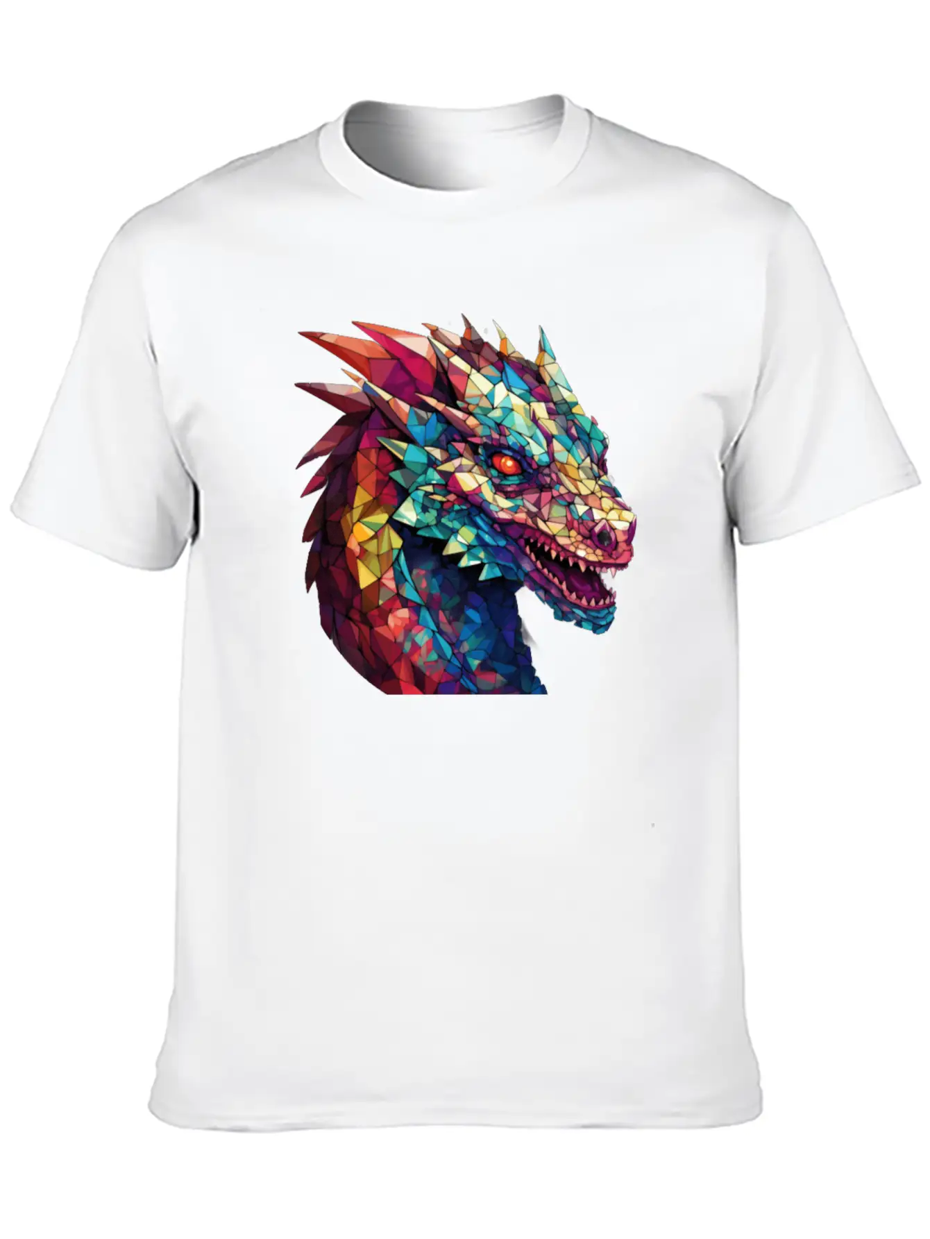 Cerulean Coil: The Stained Glass Dragon Classic Cotton Tee – Unisex Comfort For Any Season