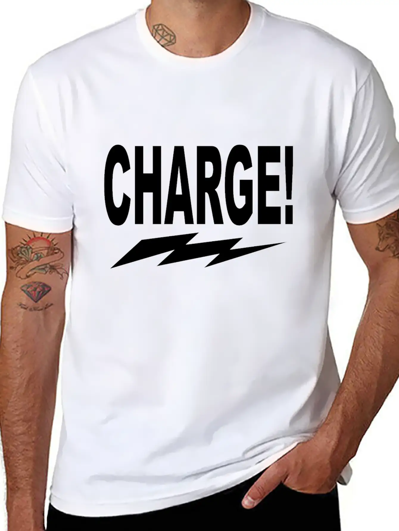 Charge! W Lightning Bolt Classic Cotton Tee – Unisex Comfort For Any Season