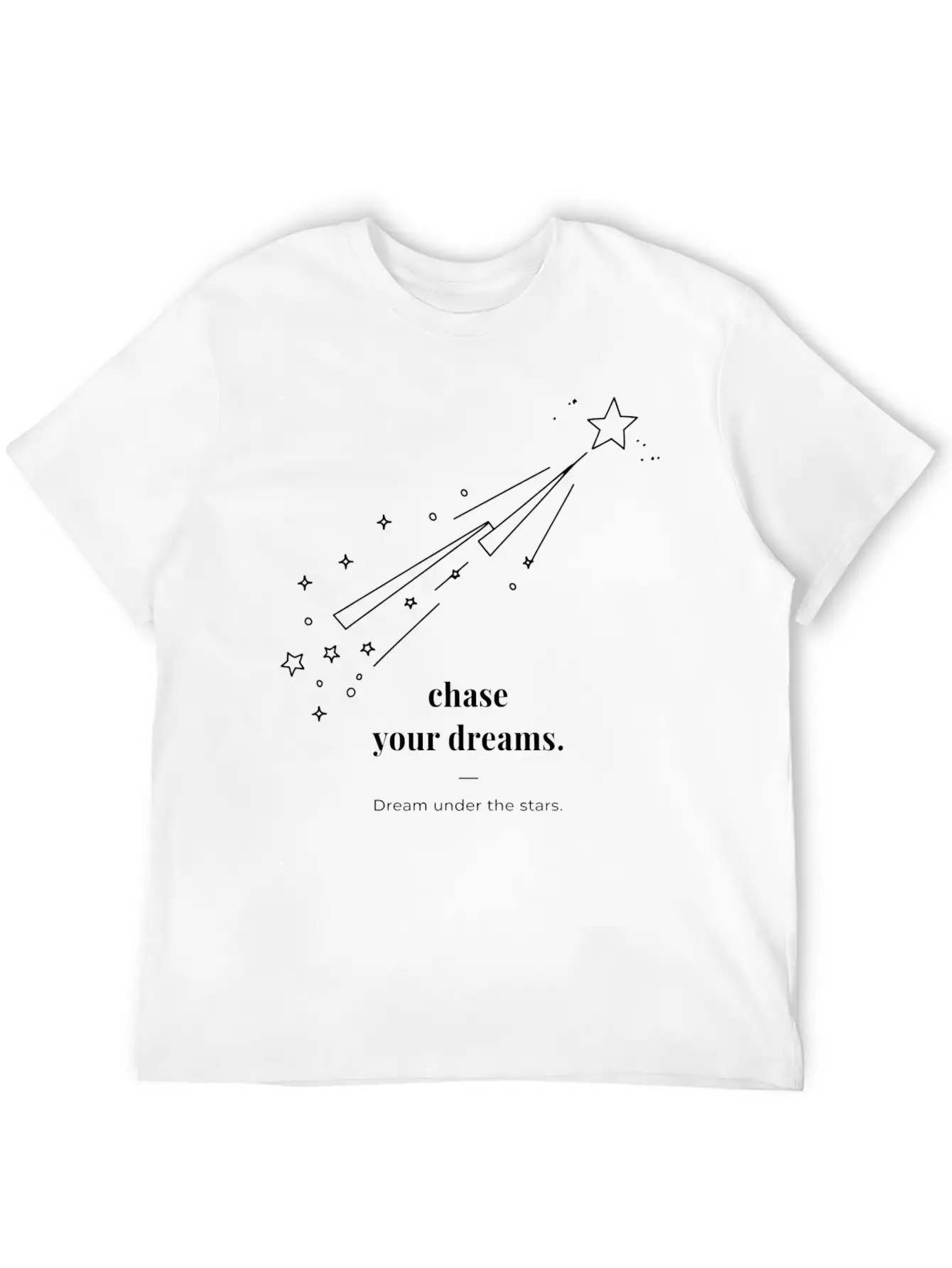 Chase Your Dream Minimal Black Star And Typography Breathable Soft Cotton T-Shirt – Timeless Casual Look