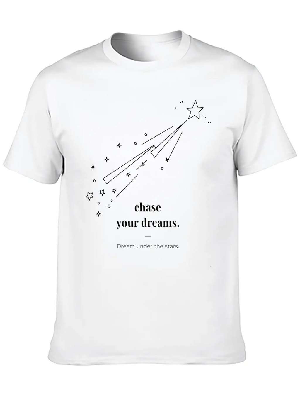 Chase Your Dream Minimal Black Star And Typography Breathable Soft Cotton T-Shirt – Timeless Casual Look