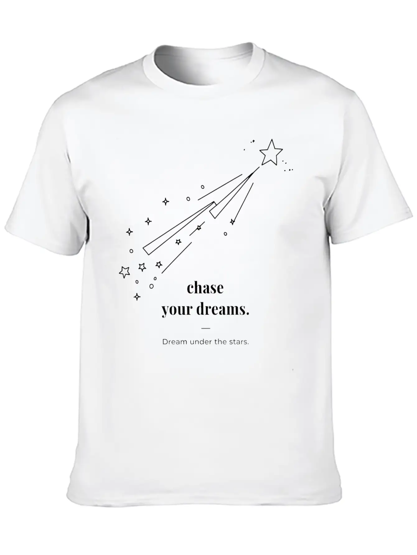 Chase Your Dream Minimal Black Star And Typography Breathable Soft Cotton T-Shirt – Timeless Casual Look