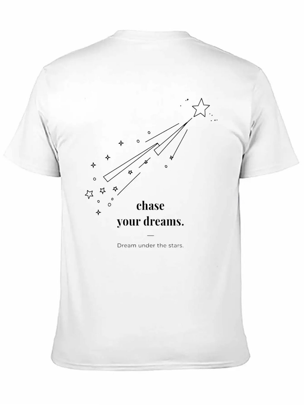 Chase Your Dream Minimal Black Star And Typography Breathable Soft Cotton T-Shirt – Timeless Casual Look