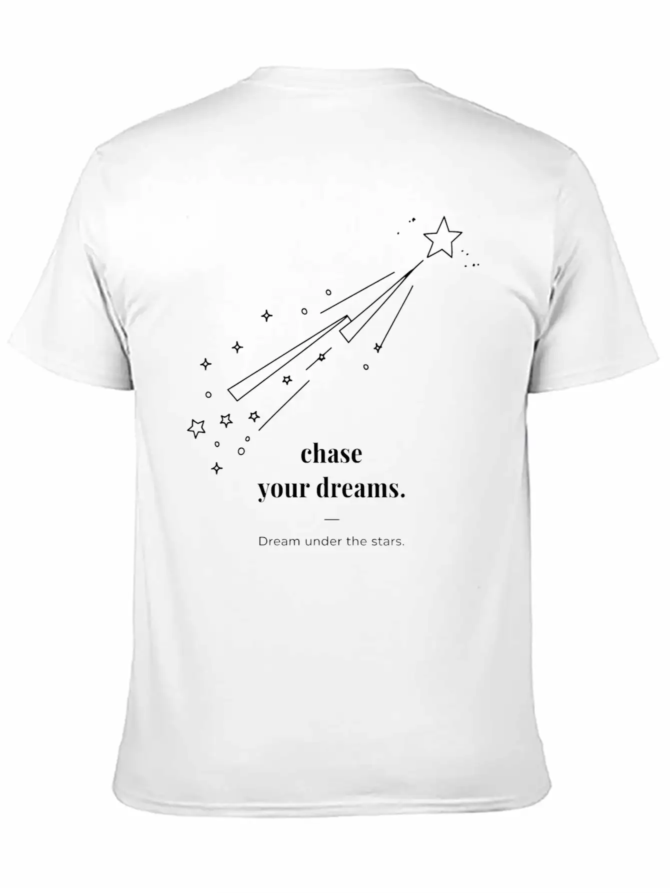 Chase Your Dream Minimal Black Star And Typography Breathable Soft Cotton T-Shirt – Timeless Casual Look