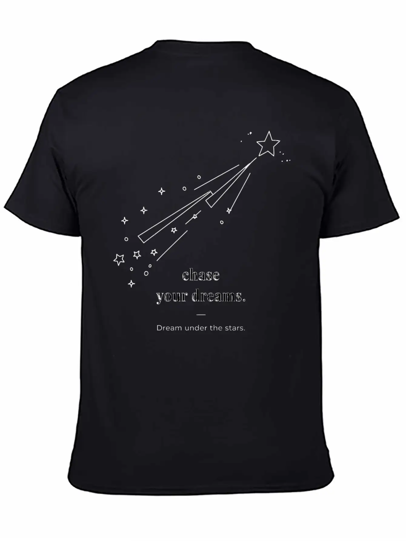 Chase Your Dream Minimal Black Star And Typography Breathable Soft Cotton T-Shirt – Timeless Casual Look
