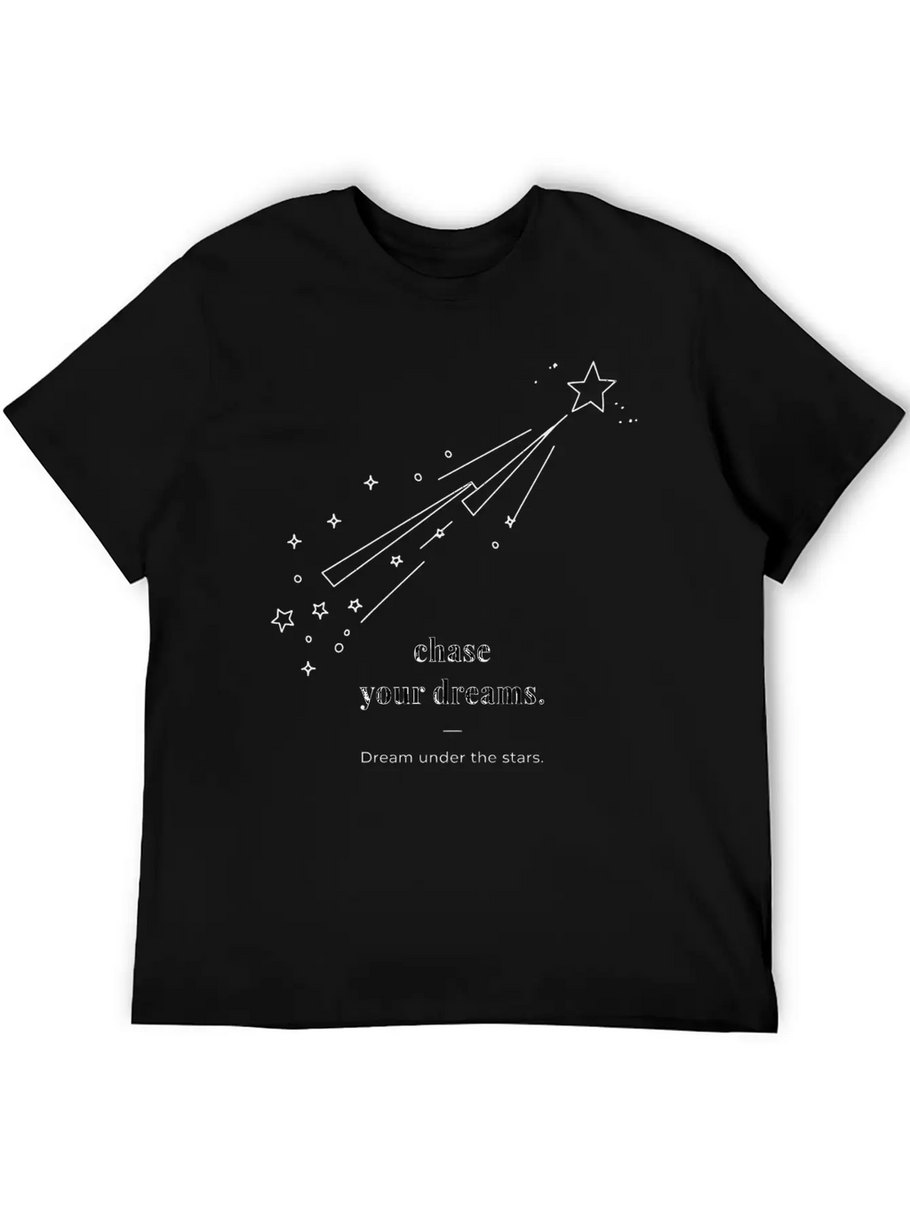 Chase Your Dream Minimal Black Star And Typography Breathable Soft Cotton T-Shirt – Timeless Casual Look