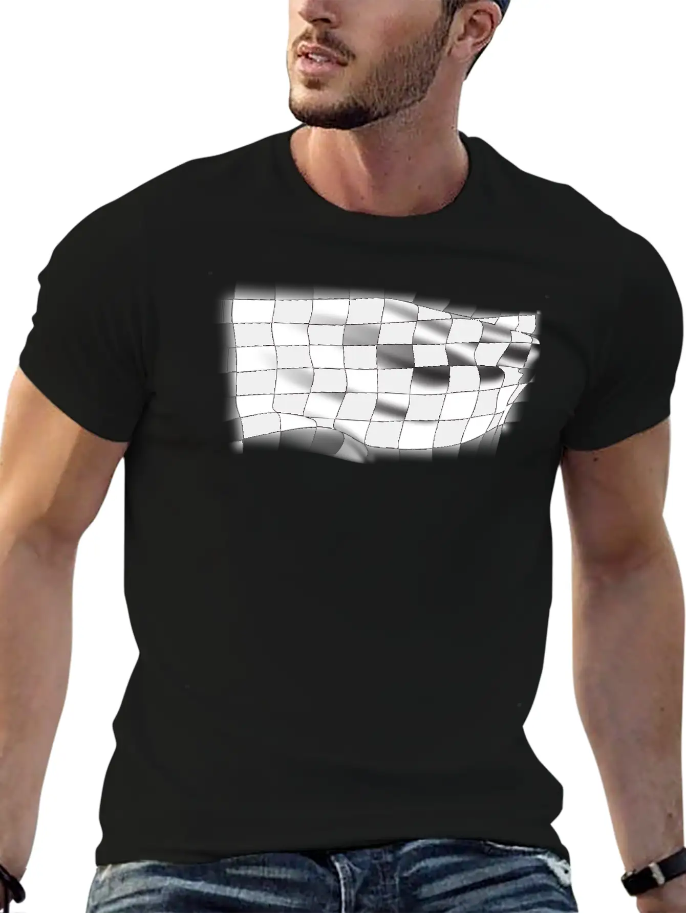 Checkered Race Flag Breathable Graphic T-Shirt – Perfect For Casual Days