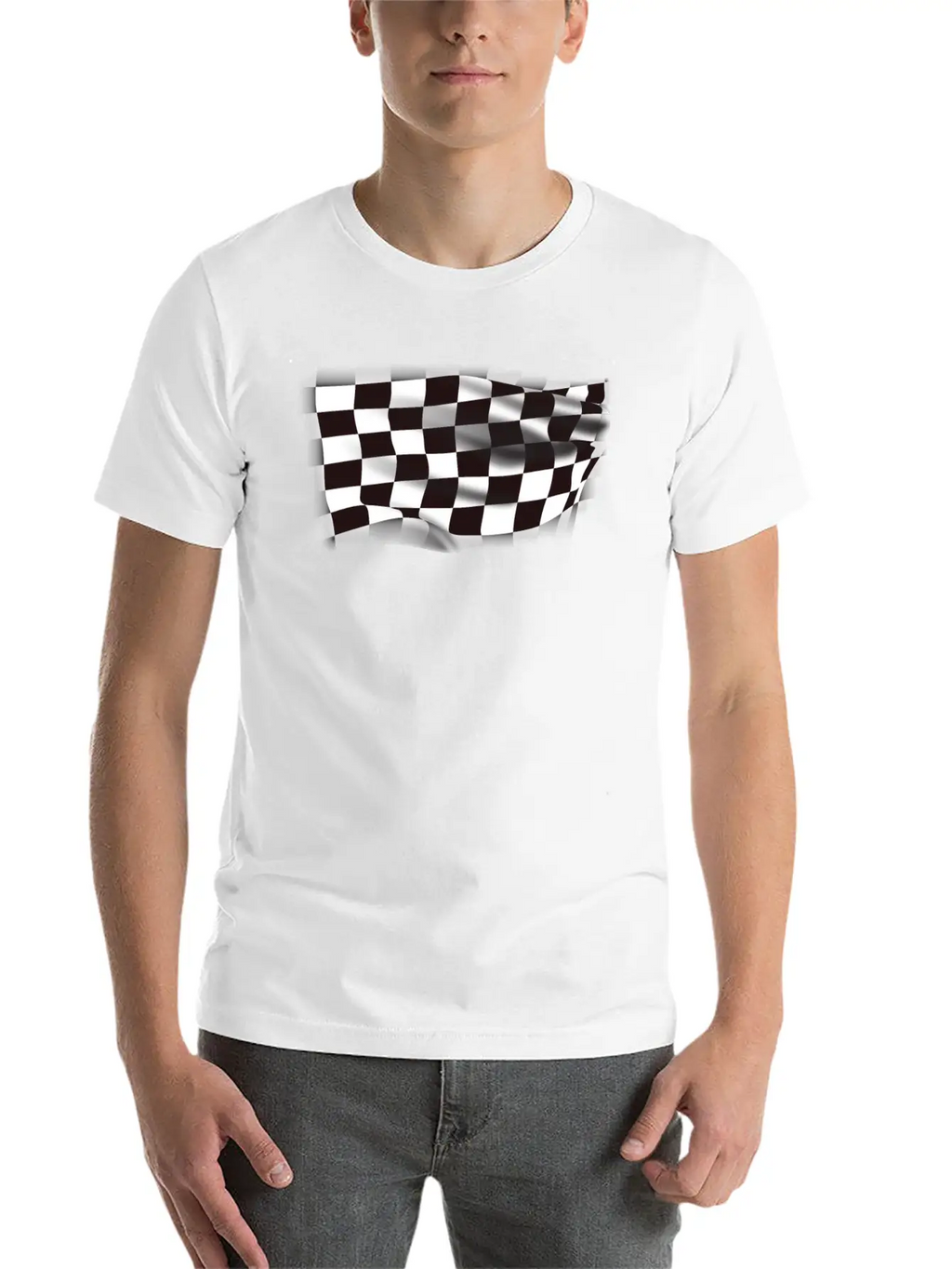 Checkered Race Flag Breathable Graphic T-Shirt – Perfect For Casual Days