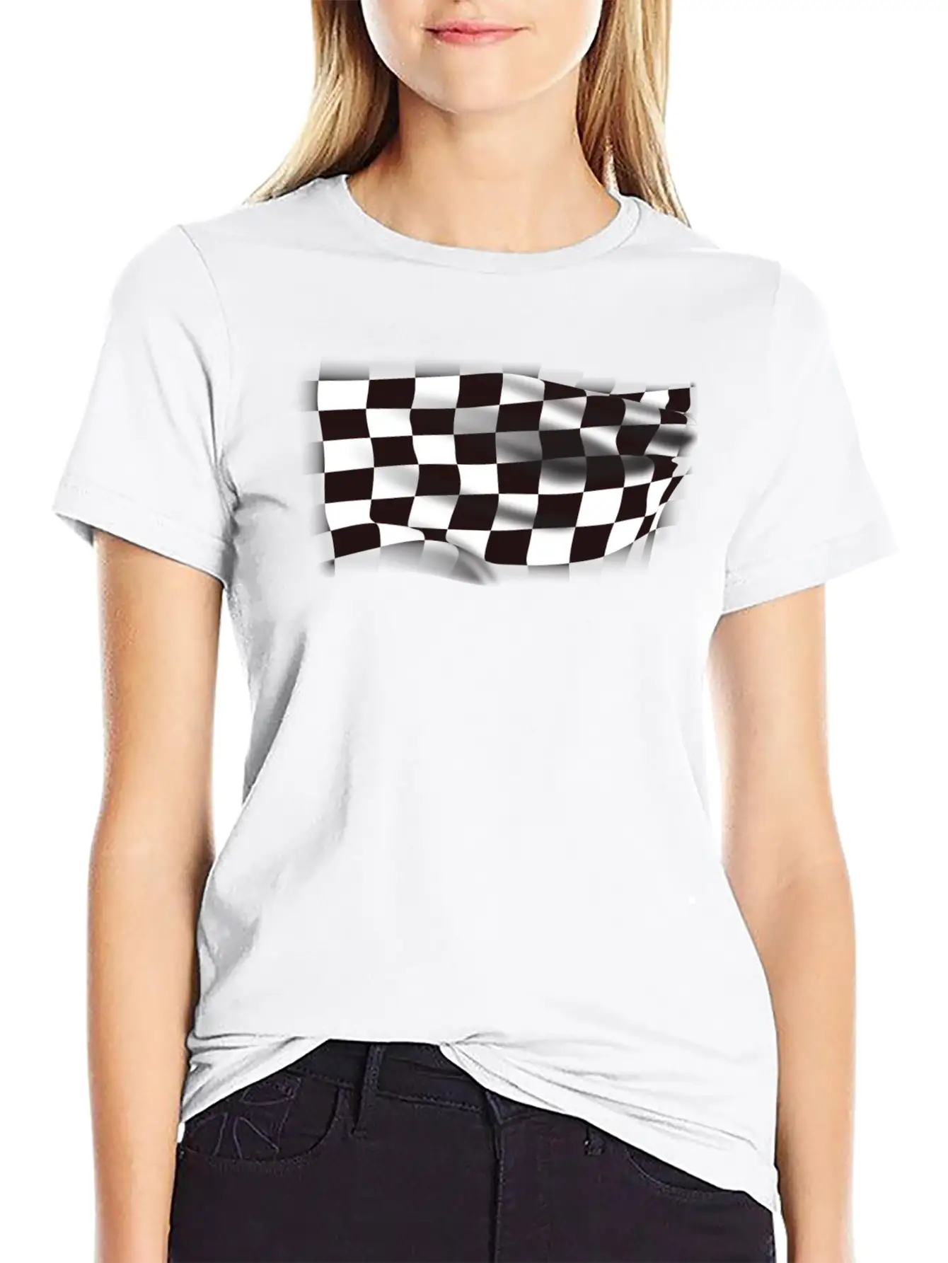 Checkered Race Flag Breathable Graphic T-Shirt – Perfect For Casual Days