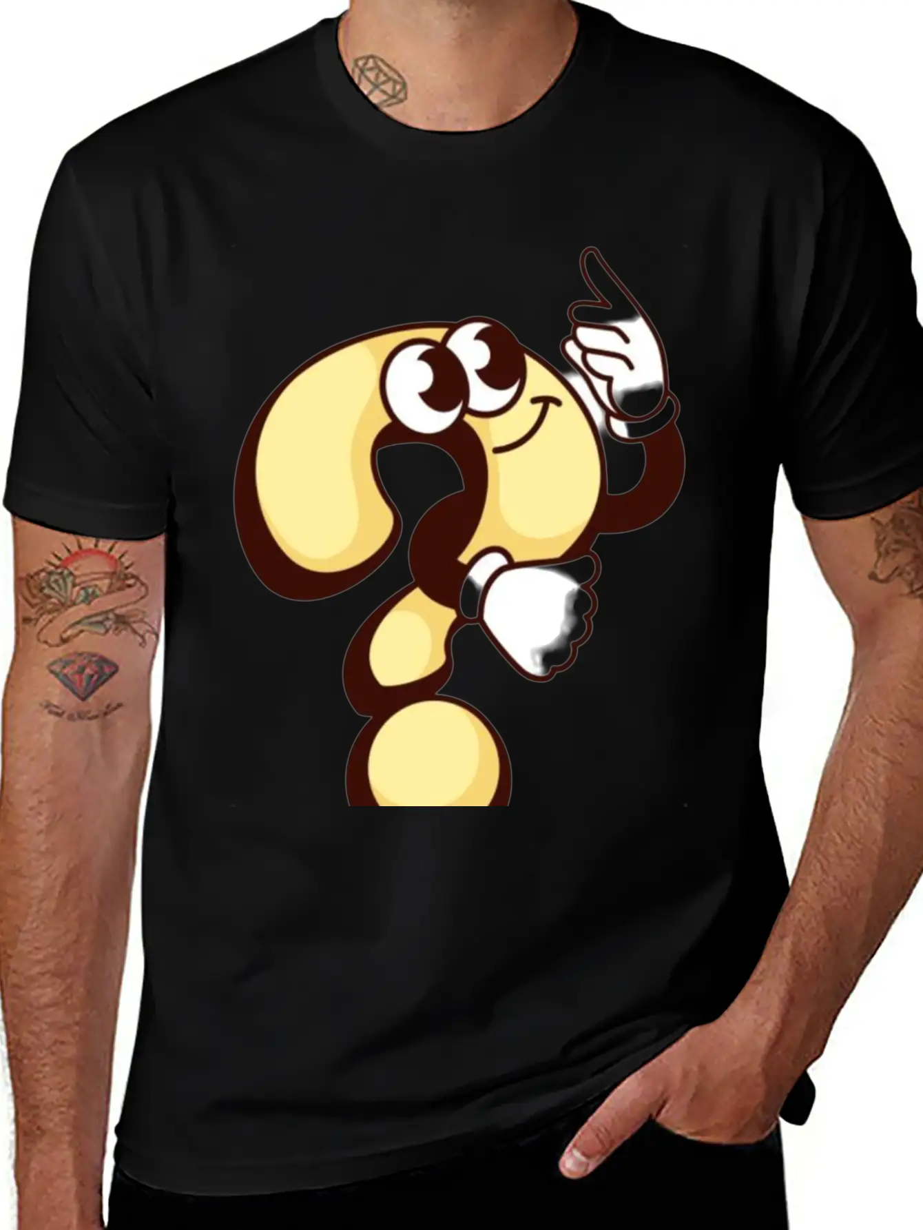 Cheerful Question Mark Cartoon Breathable Soft Cotton T-Shirt – Timeless Casual Look