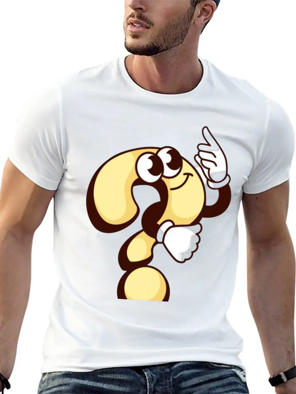 Cheerful Question Mark Cartoon Breathable Soft Cotton T-Shirt – Timeless Casual Look