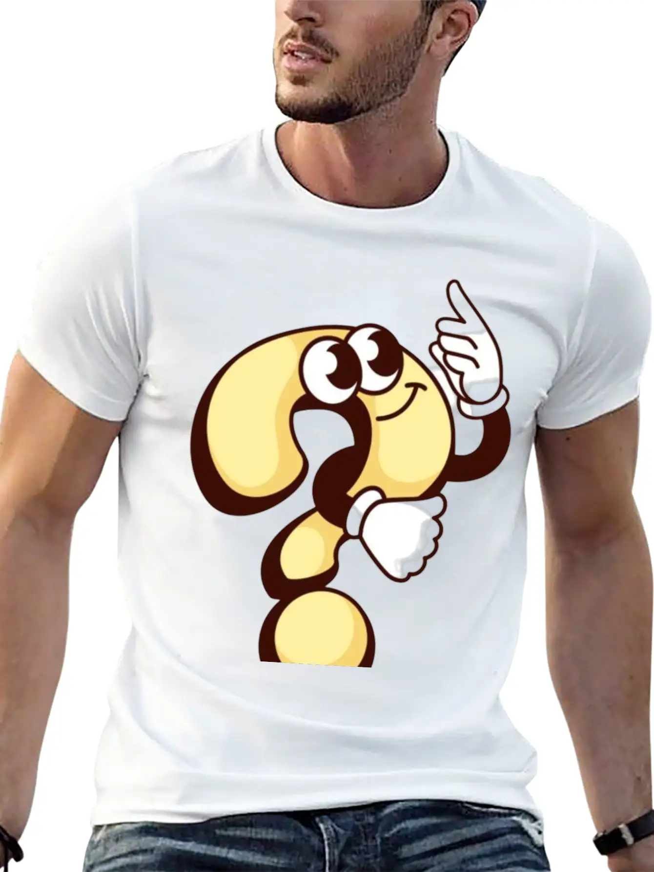 Cheerful Question Mark Cartoon Breathable Soft Cotton T-Shirt – Timeless Casual Look