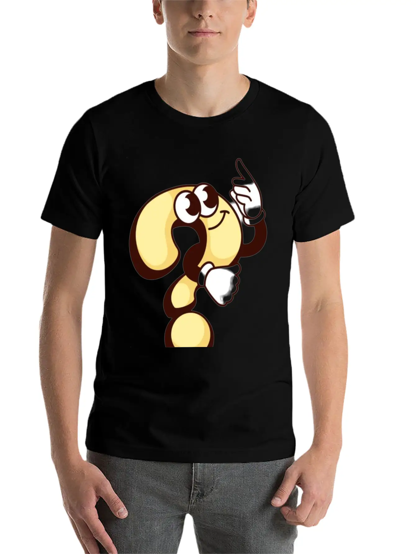 Cheerful Question Mark Cartoon Breathable Soft Cotton T-Shirt – Timeless Casual Look