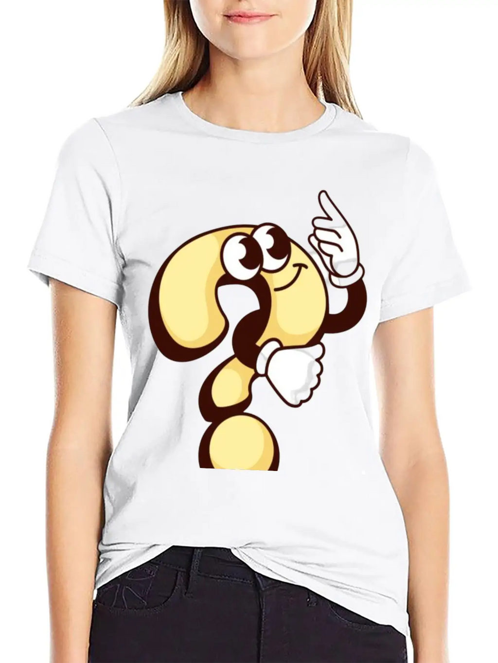 Cheerful Question Mark Cartoon Breathable Soft Cotton T-Shirt – Timeless Casual Look