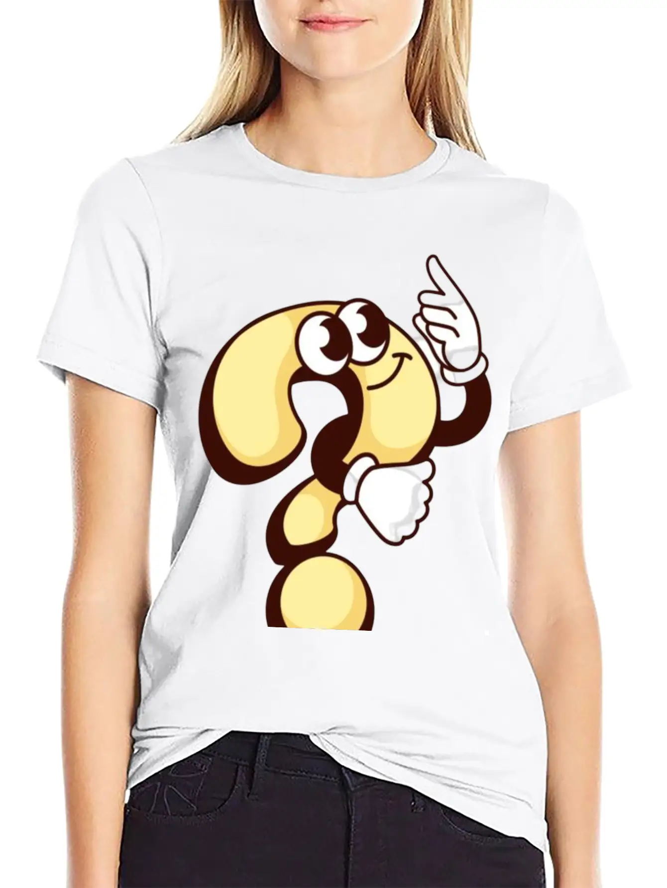 Cheerful Question Mark Cartoon Breathable Soft Cotton T-Shirt – Timeless Casual Look