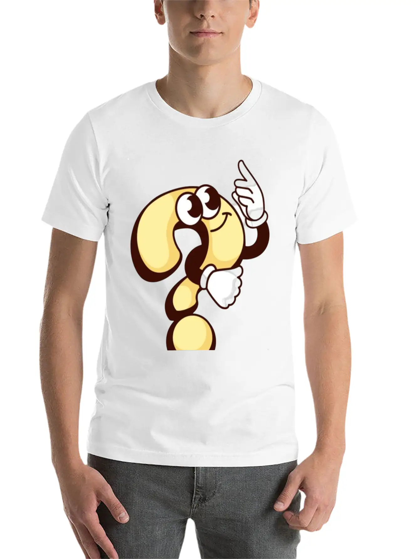 Cheerful Question Mark Cartoon Breathable Soft Cotton T-Shirt – Timeless Casual Look