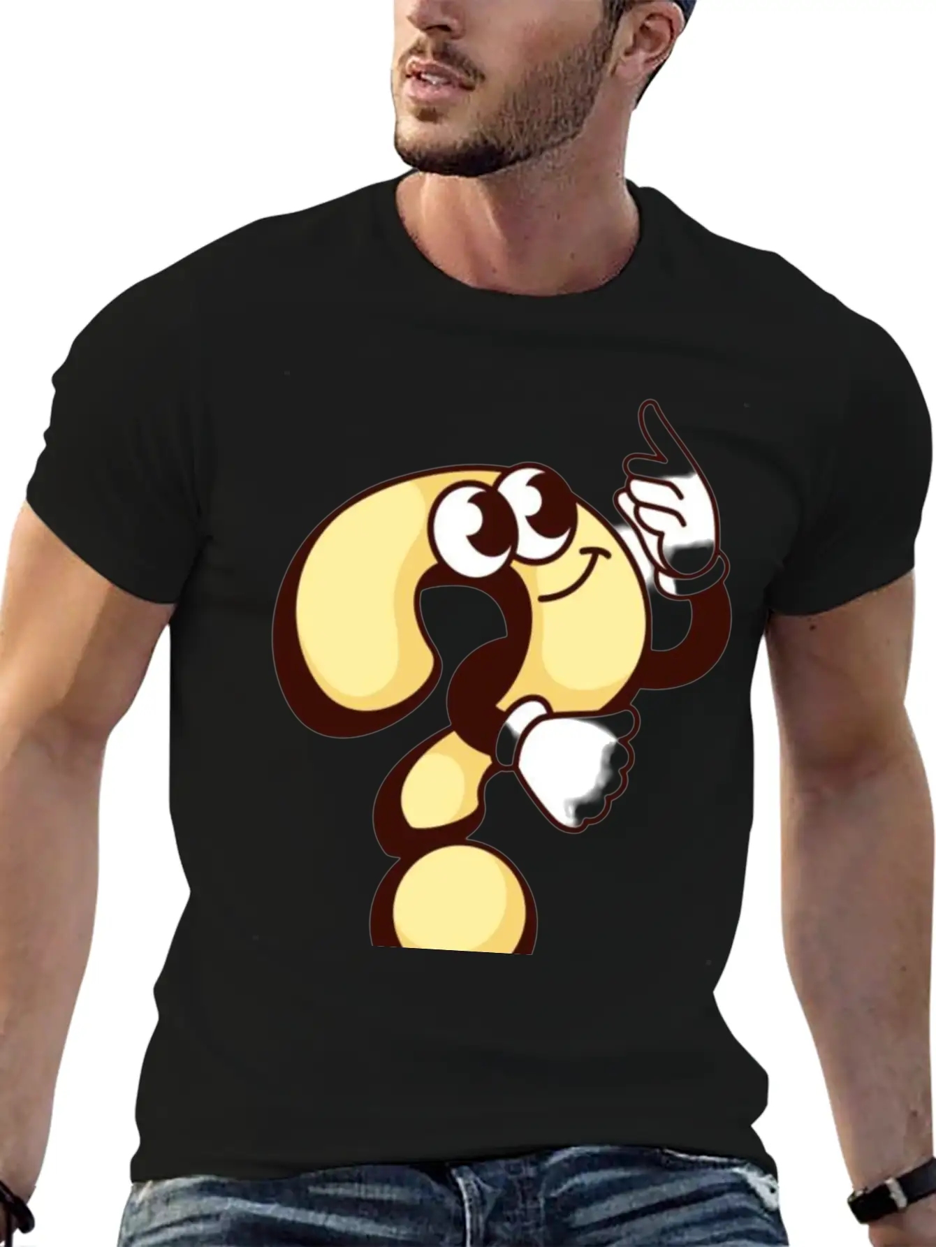 Cheerful Question Mark Cartoon Breathable Soft Cotton T-Shirt – Timeless Casual Look