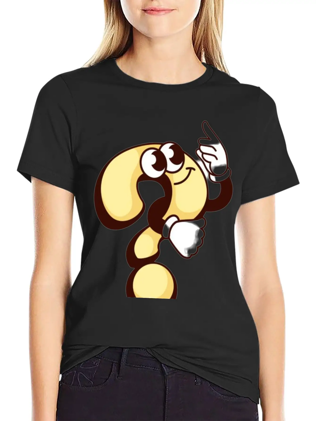 Cheerful Question Mark Cartoon Breathable Soft Cotton T-Shirt – Timeless Casual Look