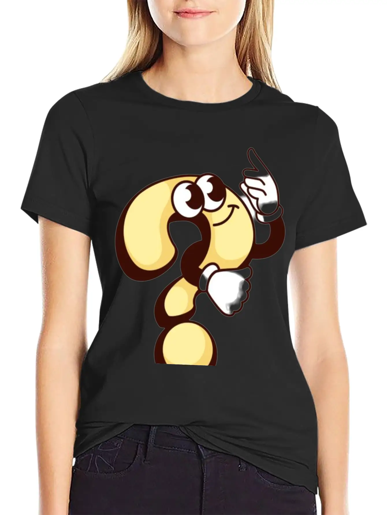 Cheerful Question Mark Cartoon Breathable Soft Cotton T-Shirt – Timeless Casual Look