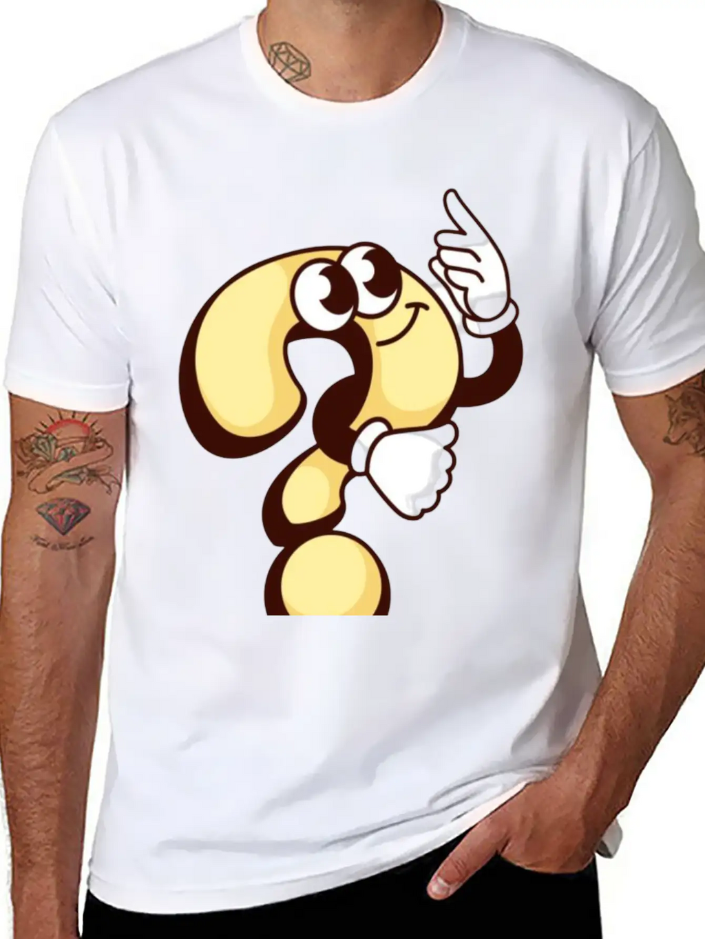 Cheerful Question Mark Cartoon Breathable Soft Cotton T-Shirt – Timeless Casual Look