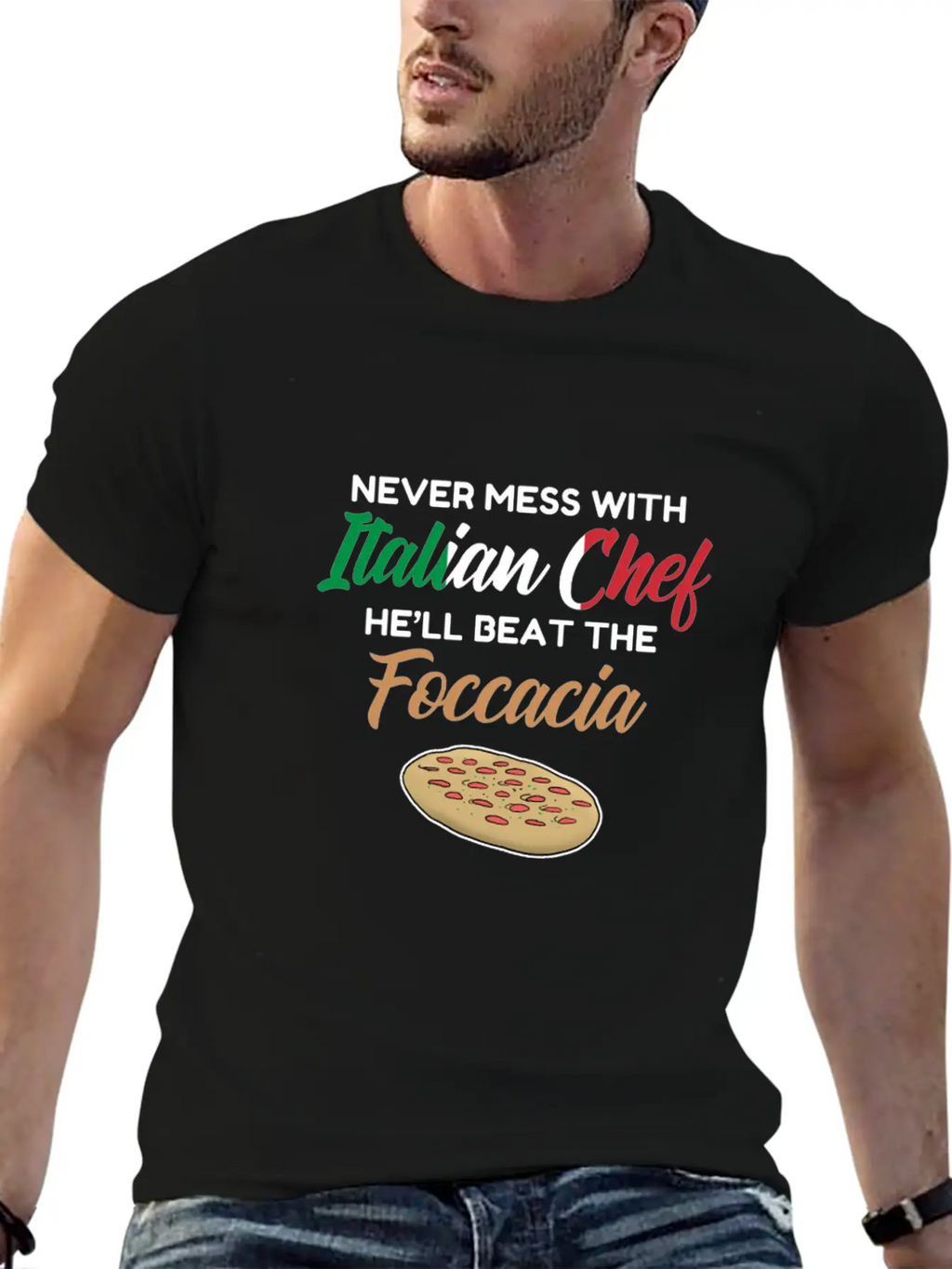Chef Gift Italian Chefs Beat The Foccacia Funny Breathable Soft Cotton T-Shirt – Timeless Casual Look