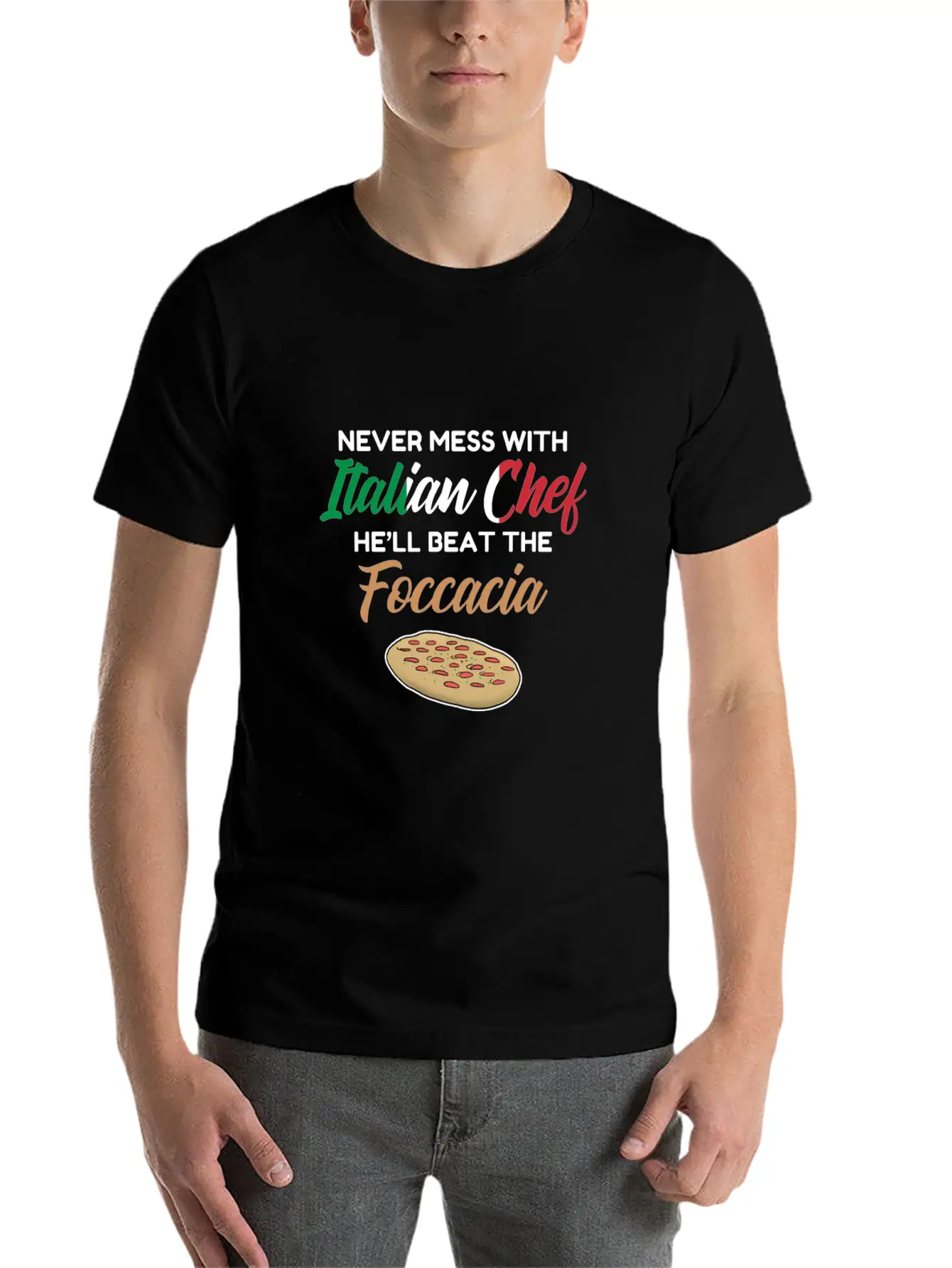 Chef Gift Italian Chefs Beat The Foccacia Funny Breathable Soft Cotton T-Shirt – Timeless Casual Look