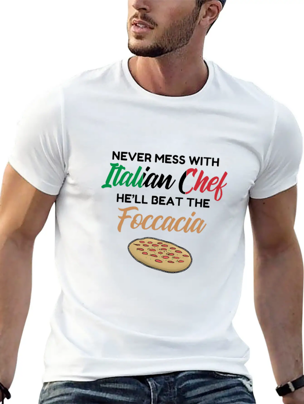 Chef Gift Italian Chefs Beat The Foccacia Funny Breathable Soft Cotton T-Shirt – Timeless Casual Look