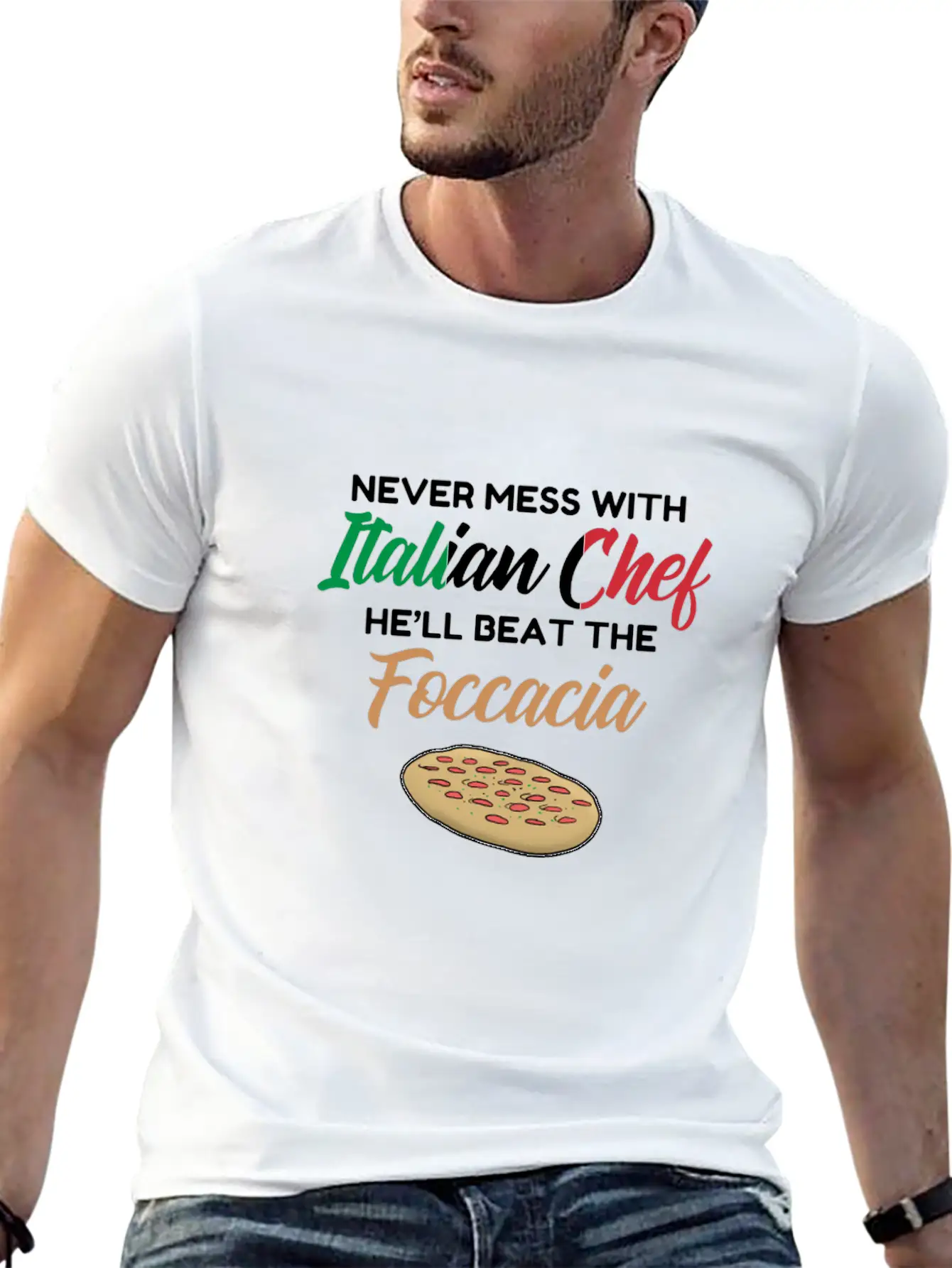 Chef Gift Italian Chefs Beat The Foccacia Funny Breathable Soft Cotton T-Shirt – Timeless Casual Look