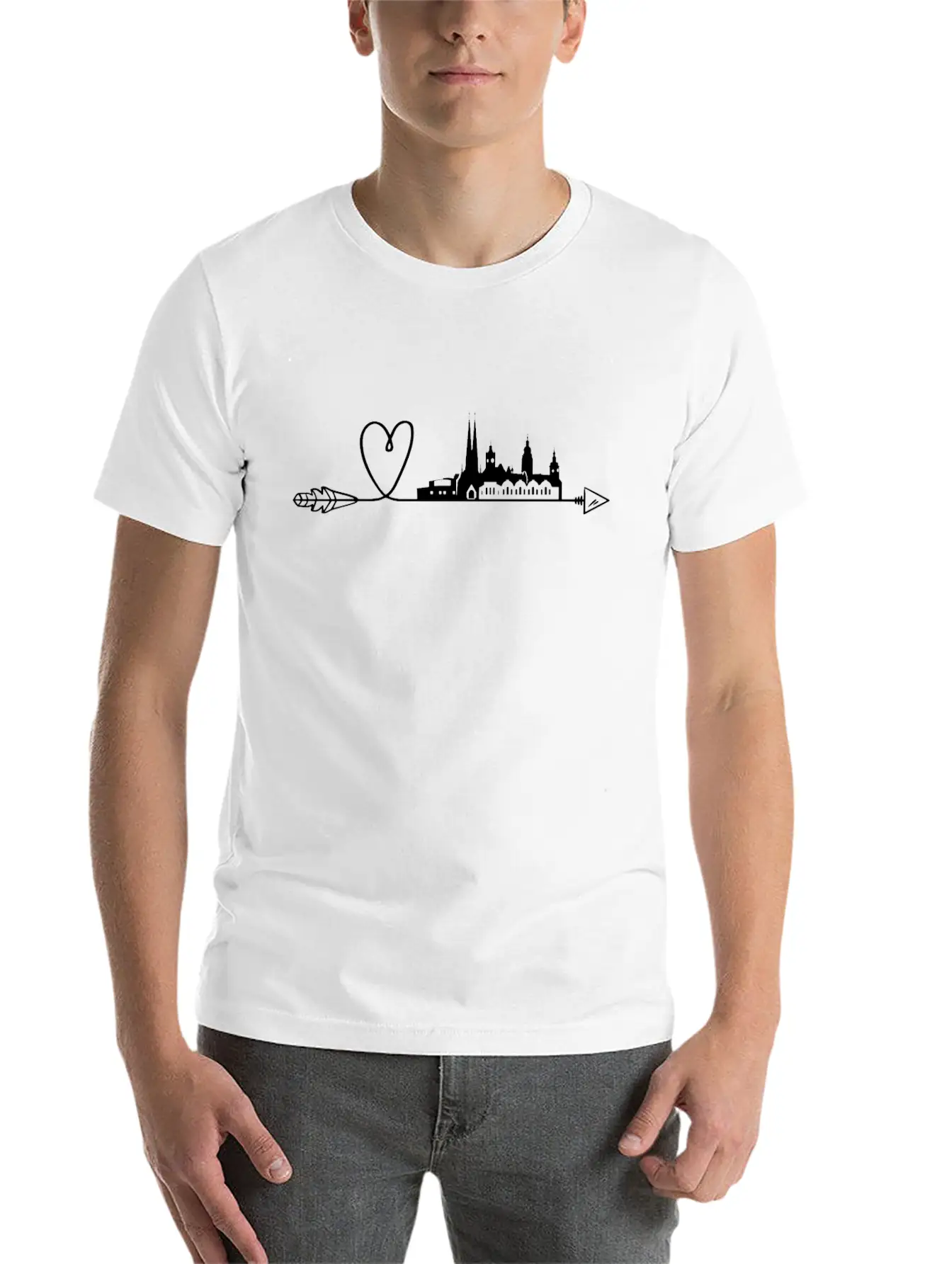 Chemnitz Heart Arrow Skyline City Panorama Timeless Short Sleeve Tee – Comfy And Minimalist Design