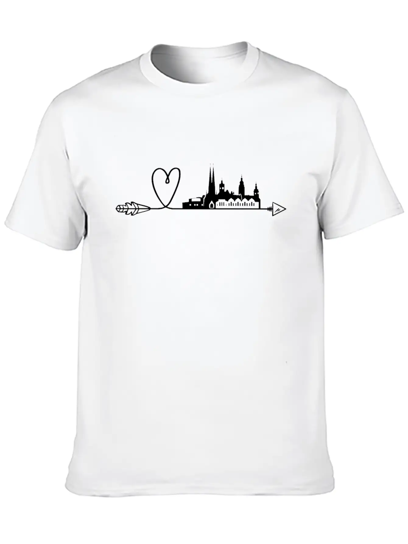 Chemnitz Heart Arrow Skyline City Panorama Timeless Short Sleeve Tee – Comfy And Minimalist Design