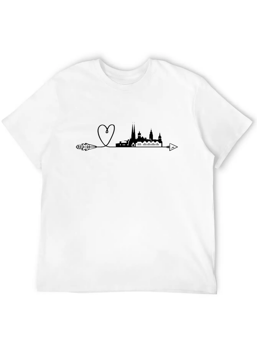 Chemnitz Heart Arrow Skyline City Panorama Timeless Short Sleeve Tee – Comfy And Minimalist Design