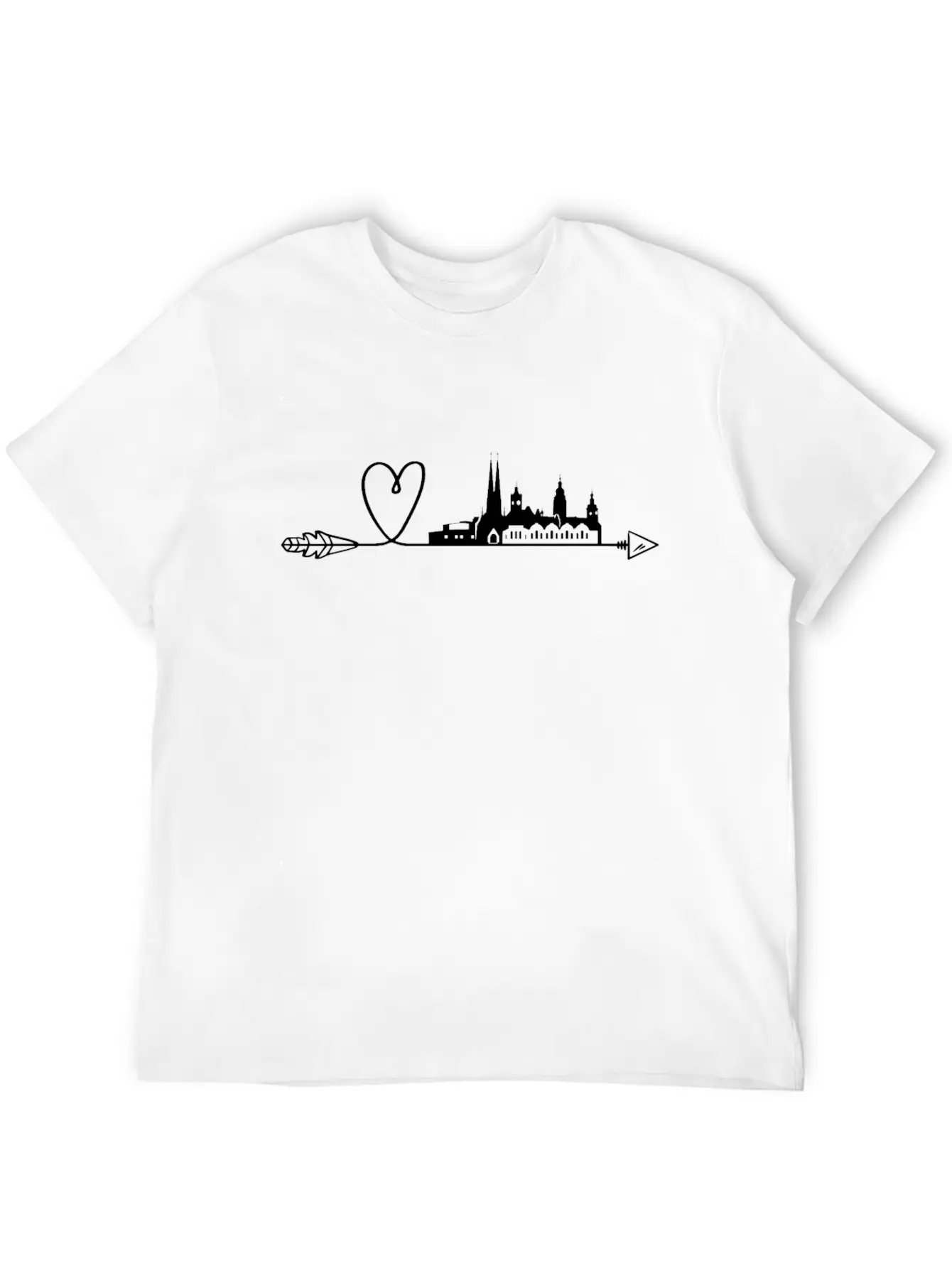 Chemnitz Heart Arrow Skyline City Panorama Timeless Short Sleeve Tee – Comfy And Minimalist Design