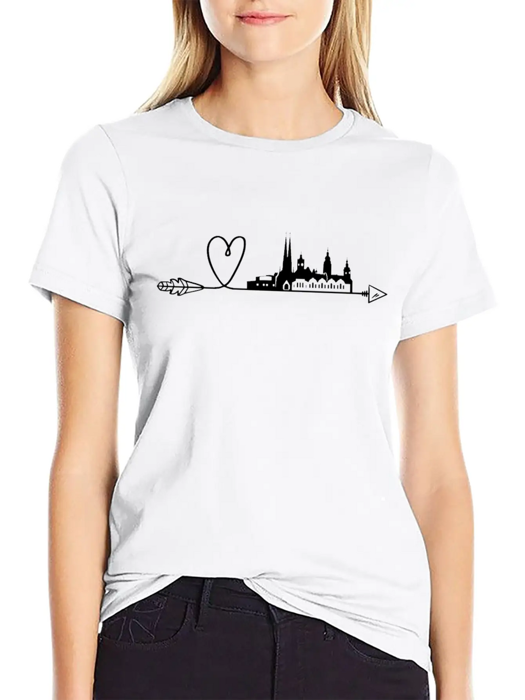 Chemnitz Heart Arrow Skyline City Panorama Timeless Short Sleeve Tee – Comfy And Minimalist Design