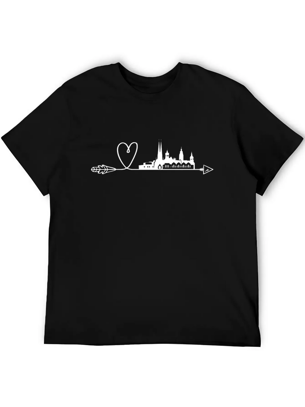 Chemnitz Heart Arrow Skyline City Panorama Timeless Short Sleeve Tee – Comfy And Minimalist Design