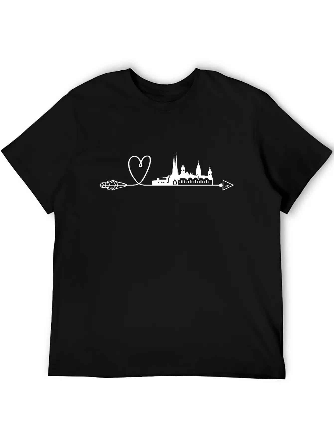 Chemnitz Heart Arrow Skyline City Panorama Timeless Short Sleeve Tee – Comfy And Minimalist Design