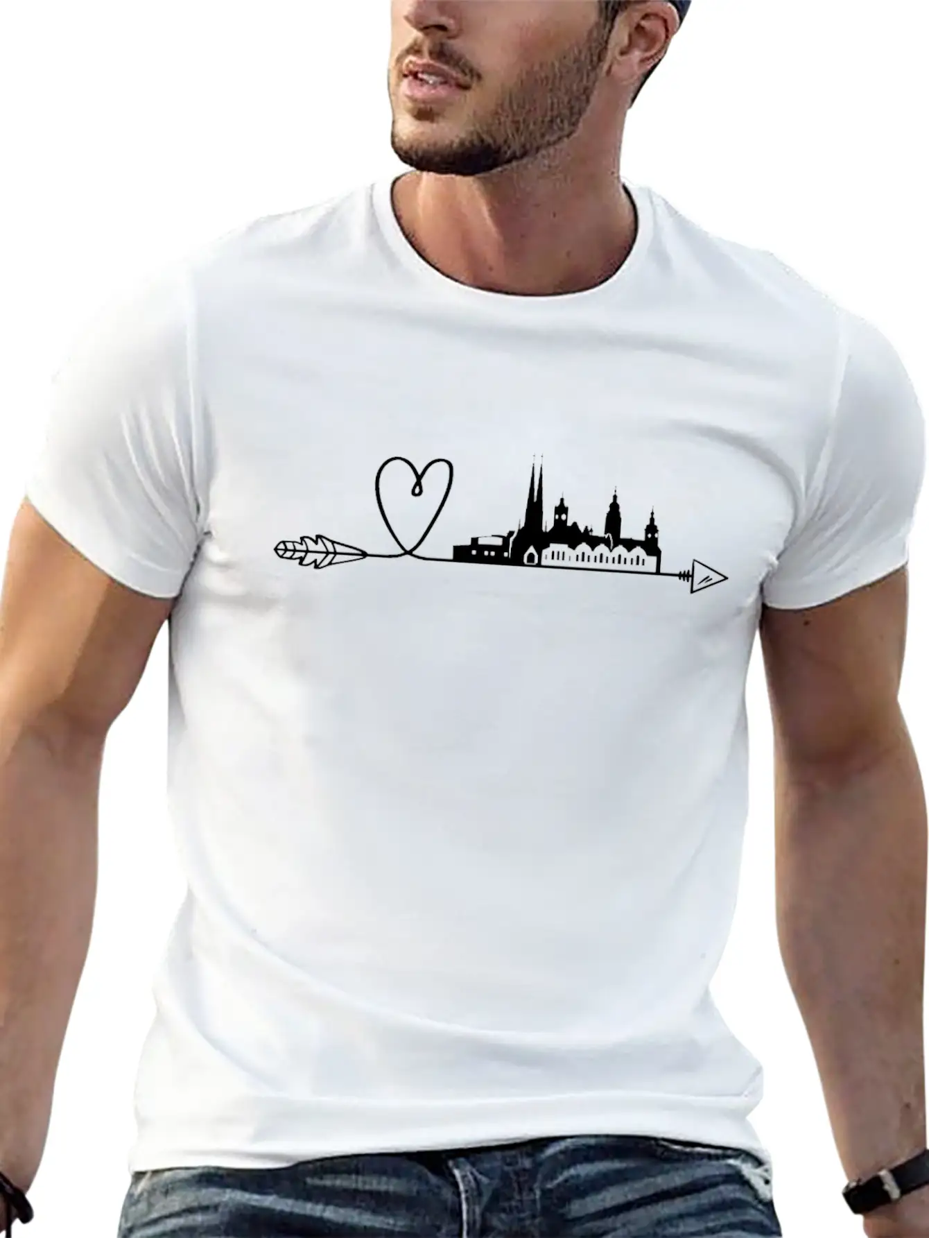 Chemnitz Heart Arrow Skyline City Panorama Timeless Short Sleeve Tee – Comfy And Minimalist Design