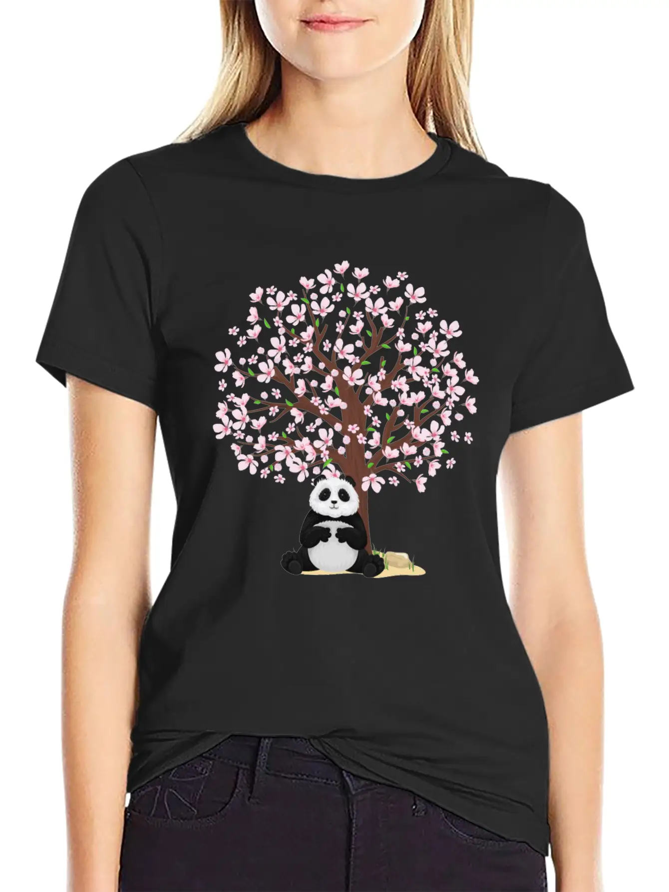 Cherry Blossom Panda Japanese Sakura Tree Unisex Casual T-Shirt – Clean Design For Daily Comfort