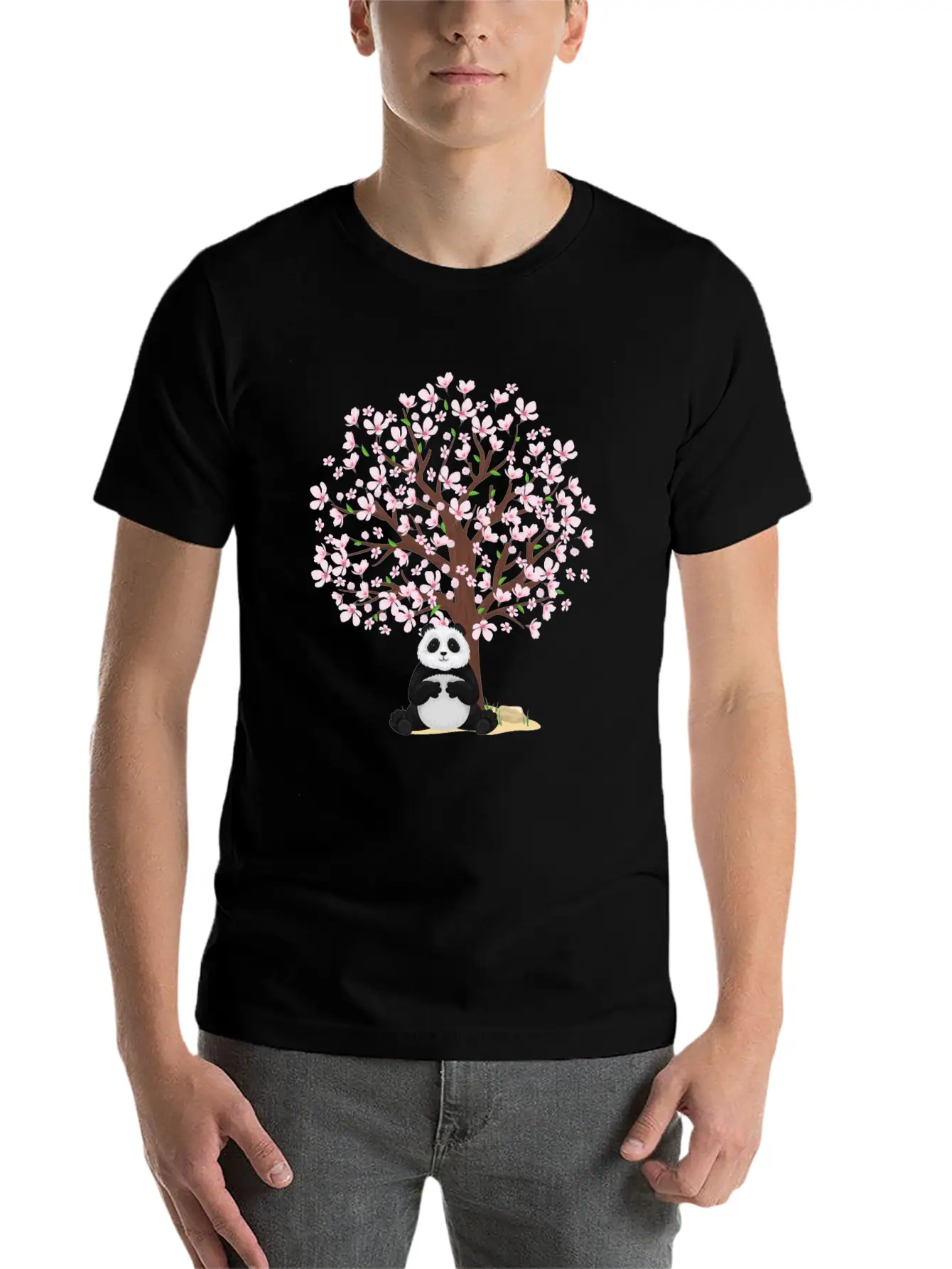 Cherry Blossom Panda Japanese Sakura Tree Unisex Casual T-Shirt – Clean Design For Daily Comfort