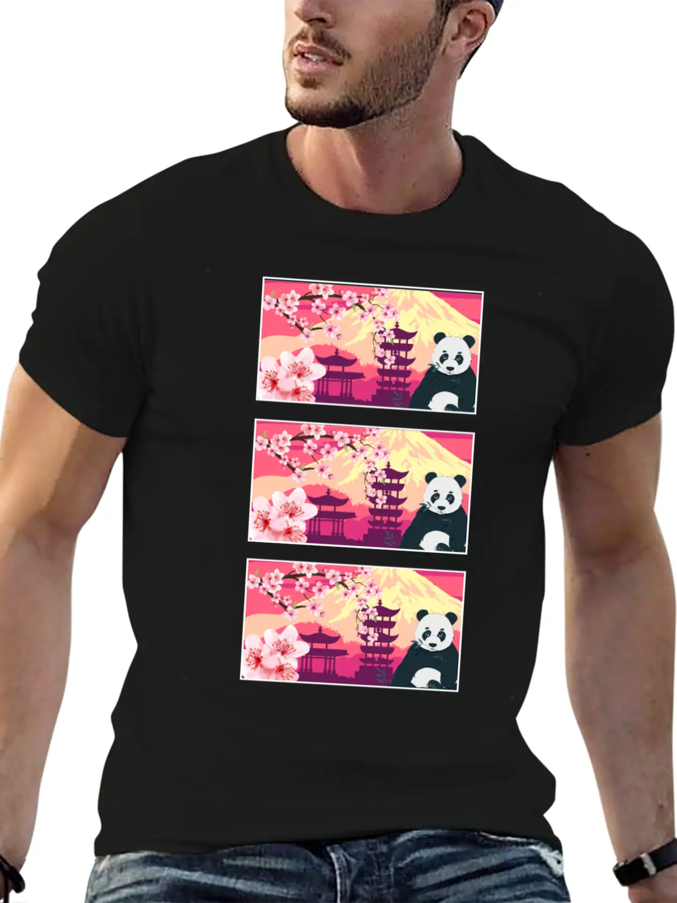 Cherry Blossom Shirt, Women's Panda Sakura Kawaii Breathable Soft Cotton T-Shirt – Timeless Casual Look