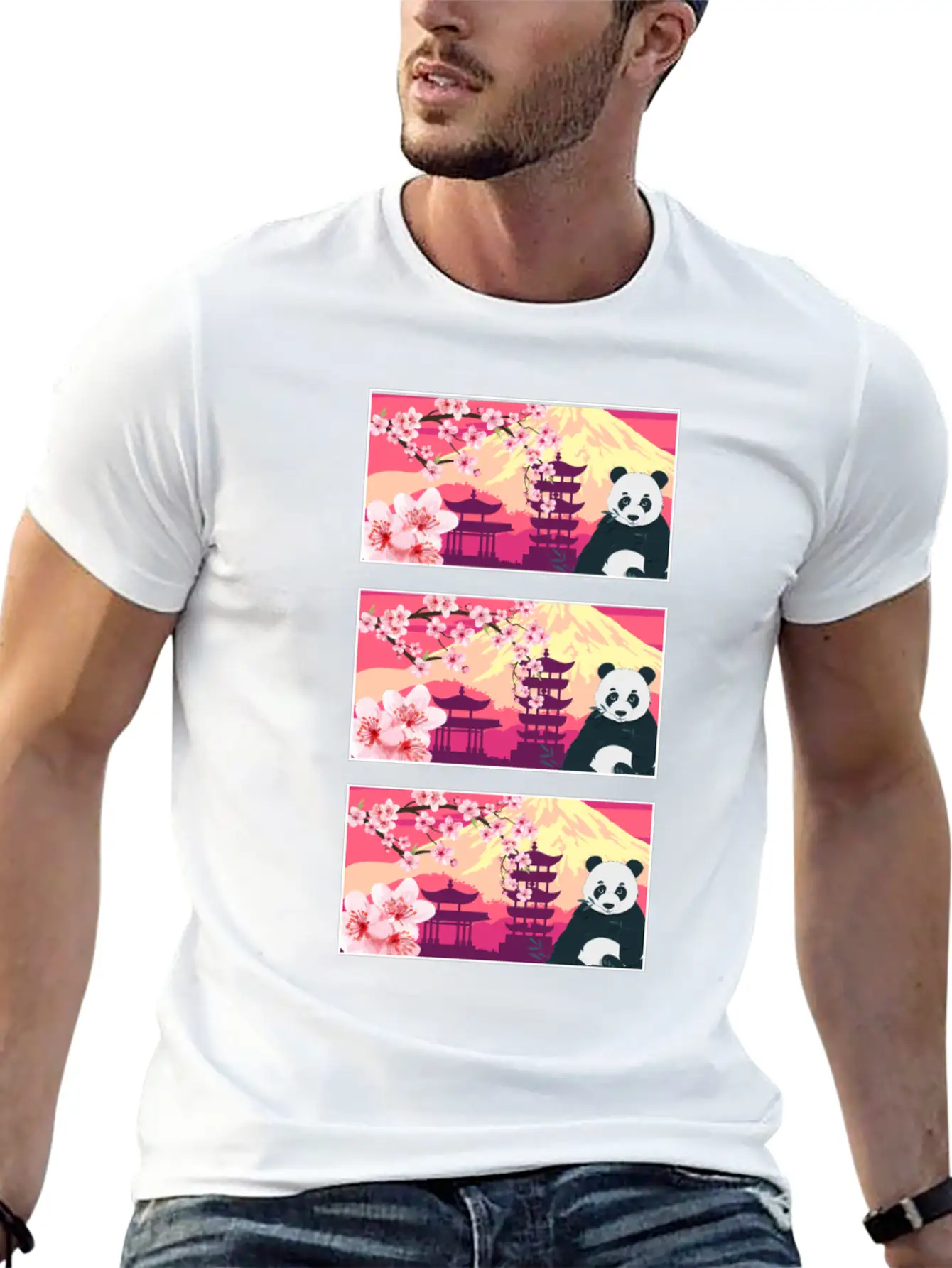 Cherry Blossom Shirt, Women's Panda Sakura Kawaii Breathable Soft Cotton T-Shirt – Timeless Casual Look