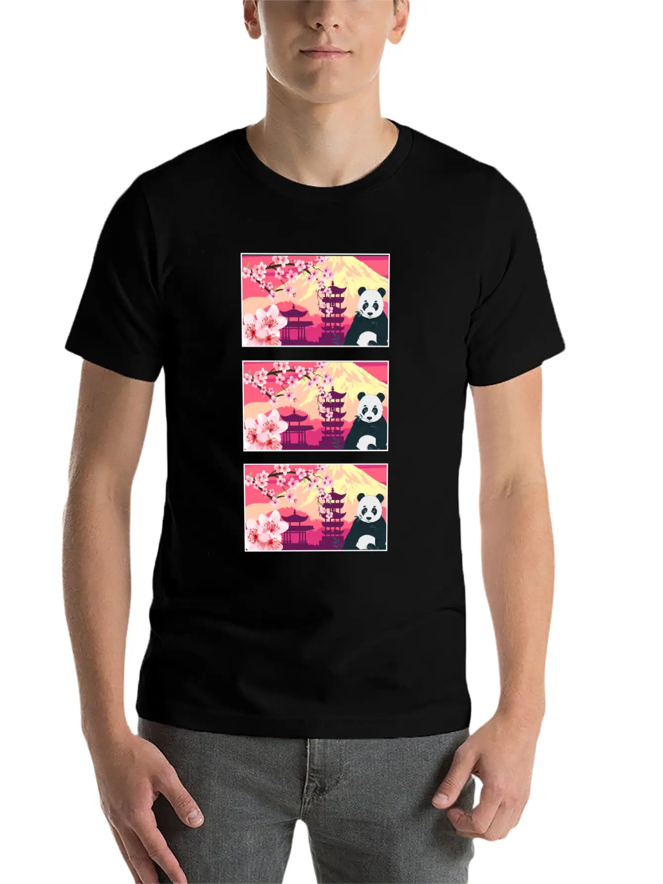 Cherry Blossom Shirt, Women's Panda Sakura Kawaii Breathable Soft Cotton T-Shirt – Timeless Casual Look