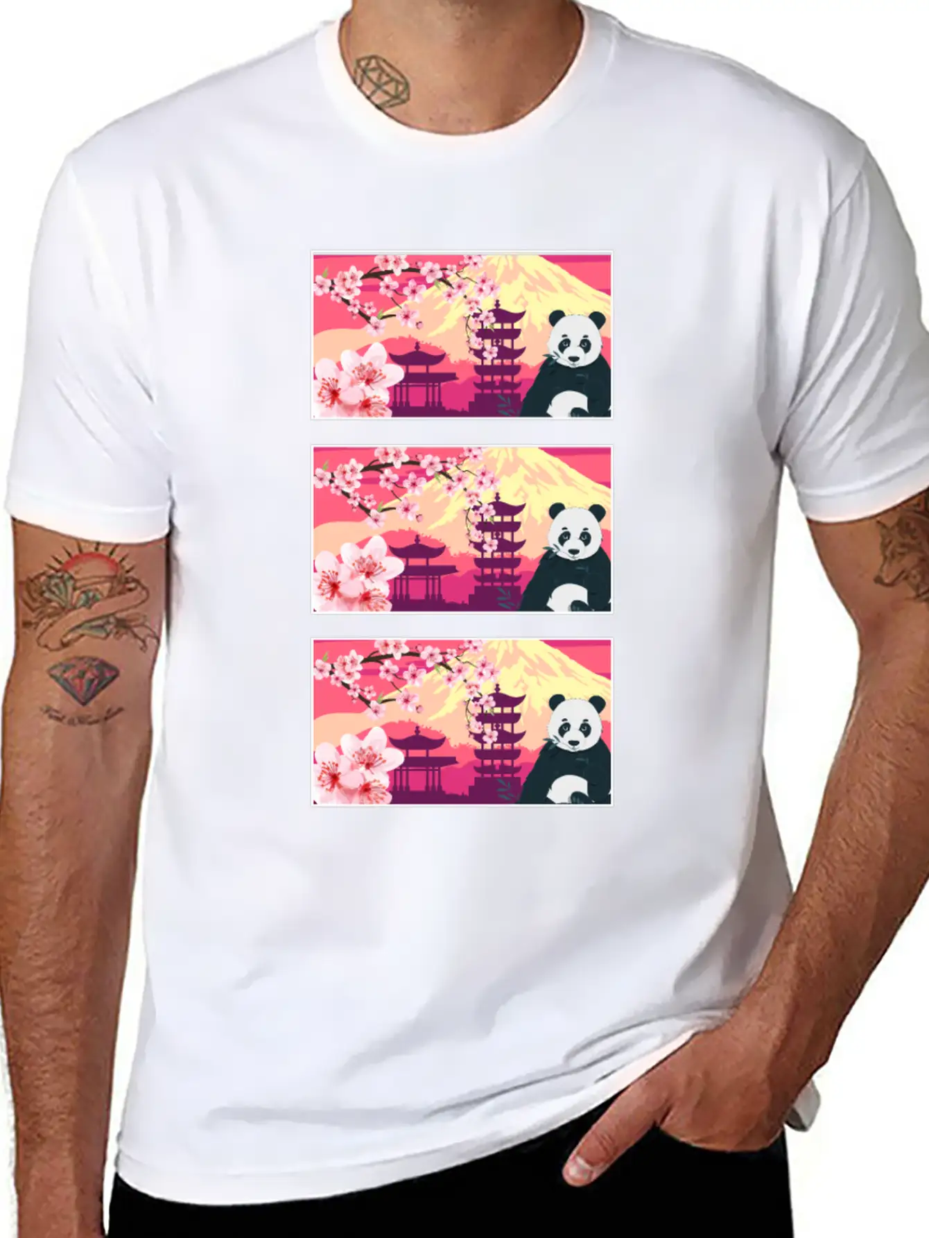 Cherry Blossom Shirt, Women's Panda Sakura Kawaii Breathable Soft Cotton T-Shirt – Timeless Casual Look