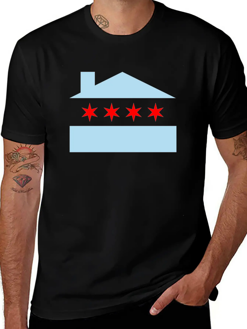 Chicago House Flag - EDM Stylish Everyday T-Shirt – Unisex Basic Cotton Tee